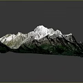 Detailed 3D Mountainous Terrain Model With Snowy Peaks And Green Vegetation Valleys