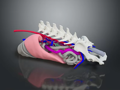 Detailed 3D Spine Model With Skeletal Structure Blood Vessels And Nerves 3d model
