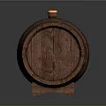 Decorative Ornament Set With Wooden Barrel Metal Hoops Stand And Small Top Lid