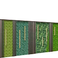 Modern Green Wall Design With Vertical Wooden Strips And Lush Green Plants