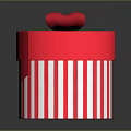 Red Decorative Gift Box With White And Red Stripes And Red Bow