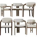 Modern Minimalist Dining Chairs With Light Upholstery And Dark Wood Frames