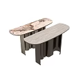 Elegant Modern Console Table with Marble Textured Top and Curved Metal Legs