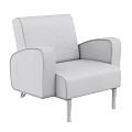 Modern Beige Fabric Leisure Chair With Leather Armrests And Dark Wooden Legs