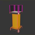 Modern Podium With Transparent Top Yellow Main Body And Silver Base