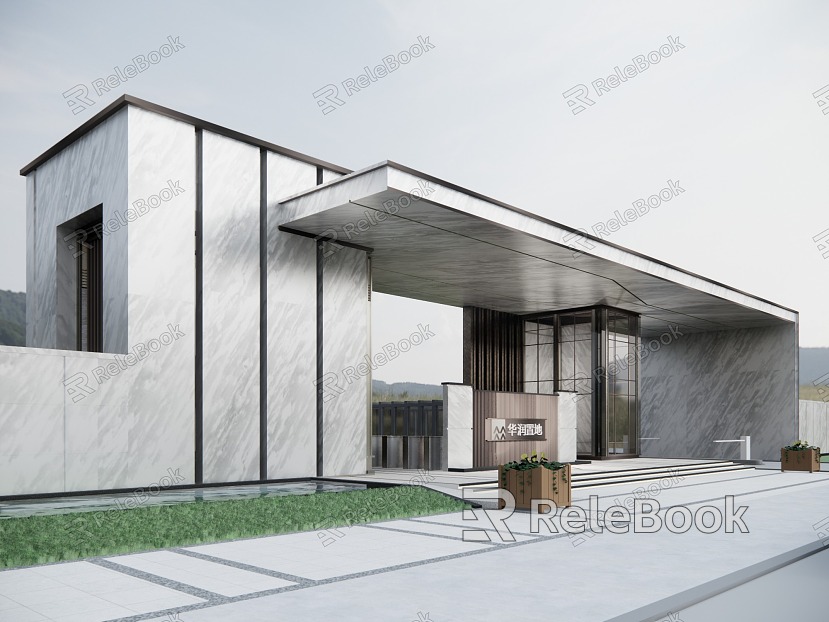 Modern Gate Community Entrance Gate Community Entrance and Exit People and Vehicles Diversion Community Entrance and Exit Booth Security Pavilion model