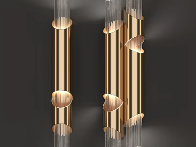 Modern Golden Cylindrical Wall Lamp With Transparent Glass Tubes And Warm Light Effect 3d model
