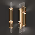Modern Golden Cylindrical Wall Lamp With Transparent Glass Tubes And Warm Light Effect 3d model