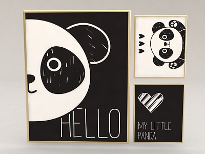 Animal painting panda children's room 3d model