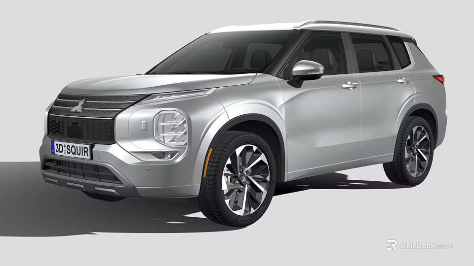 Silver Mitsubishi SUV With Modern Front Headlights Sleek Body Lines And Alloy Wheels 3d model 