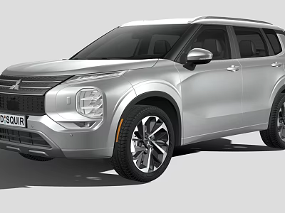 Silver Mitsubishi SUV With Modern Front Headlights Sleek Body Lines And Alloy Wheels 3d model