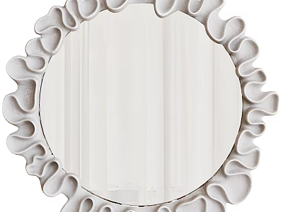 Round Decorative Mirror With Elegant Wavy White Frame For Home Decor 3d model