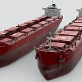 Two Large Red Container Ships With Stacked Containers On Deck 3d model