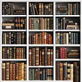 Various Organized Books And Magazines Arranged On Classic Bookshelf Shelves