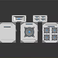 White Computer Cases With Various Designs Including Fans And Drawer Style Structures 3d model
