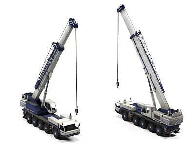 Two Heavy Duty Mobile Crane Trucks With Telescopic Booms And Multi Axle Chassis 3d model