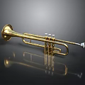 Shiny Golden Trumpet Musical Instrument For Home Decoration And