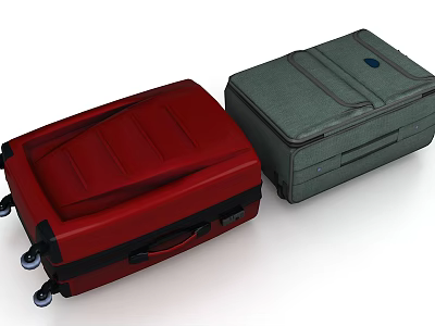 Red And Green Hard Shell Travel Luggage With Rolling Wheels And Handles 3d model