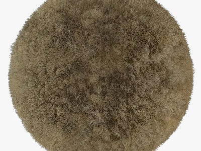 Soft Round Brown Furry Ottoman For Home Living Room Decorative Seating 3d model