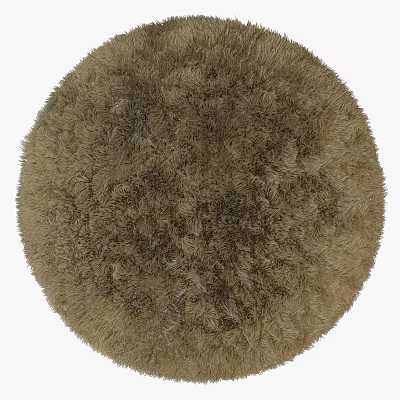 Soft Round Brown Furry Ottoman For Home Living Room Decorative Seating 3d model