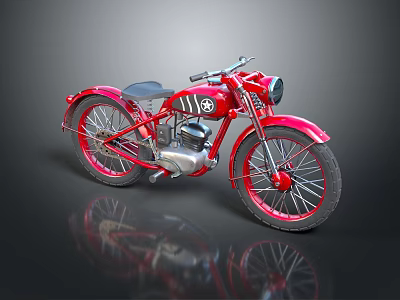 Vintage Red Motorcycle With Chrome Accents Black Seat And Classic Design 3d model
