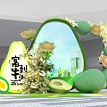 Green Themed Photo Check In Spot With Avocado Decor Flowers And City Skyline