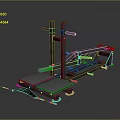 Black Metal Strength Training Equipment With Vertical Posts And Platform 3d model