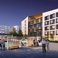 Modern School Building With Contemporary Design Multiple Floors Large Windows And Campus Courtyard
