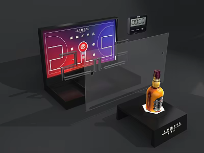 Commercial Display Equipment With Digital Screen Electronic Clock And Product Showcase Stand 3d model