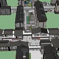 Vibrant Commercial Street With Retail Shops Outdoor Dining And Pedestrian Crowds