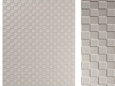 Modern Wall Surface with Light Gray Grid and Striped Square Textured Patterns 3d model