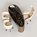 Luxury Black Gold Marble Office Desk And Soft Upholstered Mobile Chair Set For Modern Workspace