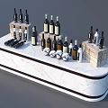 Modern Bar Counter With Marble Top Wine Bottles And Wooden Crates