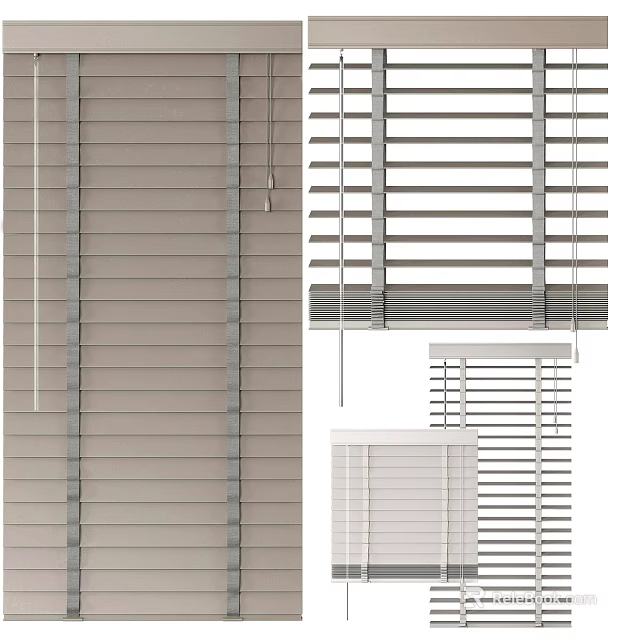 Various Window Blinds Styles in Neutral and White Colors for Home Use 3d model 
