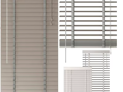 Various Window Blinds Styles in Neutral and White Colors for Home Use 3d model