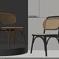 Stylish Cassina Dining Chairs With Rattan Backrest In Brown And Black Frames