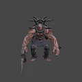 Horror Game Movie Character With Tentacles Scars Collar And Muscular Body
