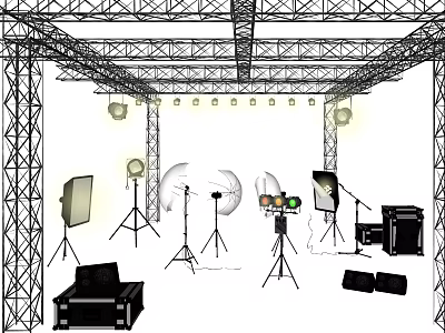 Professional Photography Studio Setup With Ceiling Downlights And Spotlights Metal Truss Structure And Lighting Equipment 3d model