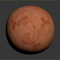 Scenic Landscape Featuring Red Brick Sphere With Textured Surface And Gray Background 3d model