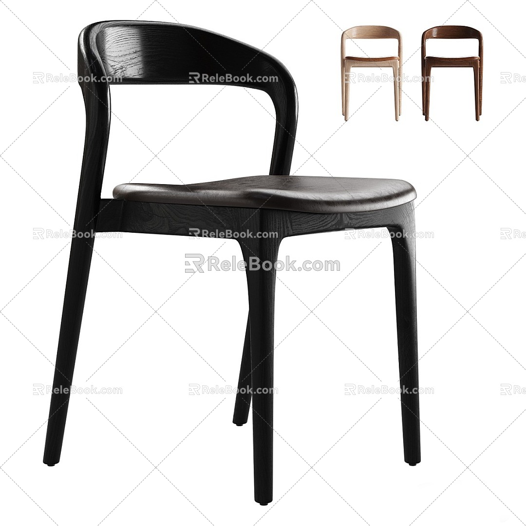 Dining Chair Leisure Chair Single Chair Chair Solid Wood Chair 3d model