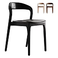 Black Modern Leisure Chair with Wooden Frame and Leather Seat