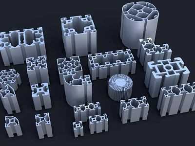 Aluminum Profiles With Various Geometric Shapes And Hollow Structures For Industrial Use 3d model
