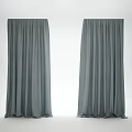 Elegant Gray Curtains Two Panel Floor Length Draped Against White Background 3d model