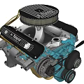 Heavy Duty Industrial Engine With Metal Components Colorful Parts And Pulley System
