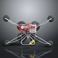 Multi Wheeled Mechanical Device With Metal Frame Orange Components And Gray Wheel Structure