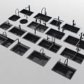 Assorted Black Kitchen Sinks with Faucets Multiple Designs Modern Display Collection 3d model