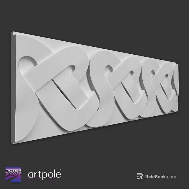 White Geometric Component with Interlocking Curved Shapes for Modern Wall Decor 3d model 