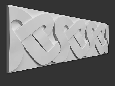 White Geometric Component with Interlocking Curved Shapes for Modern Wall Decor 3d model