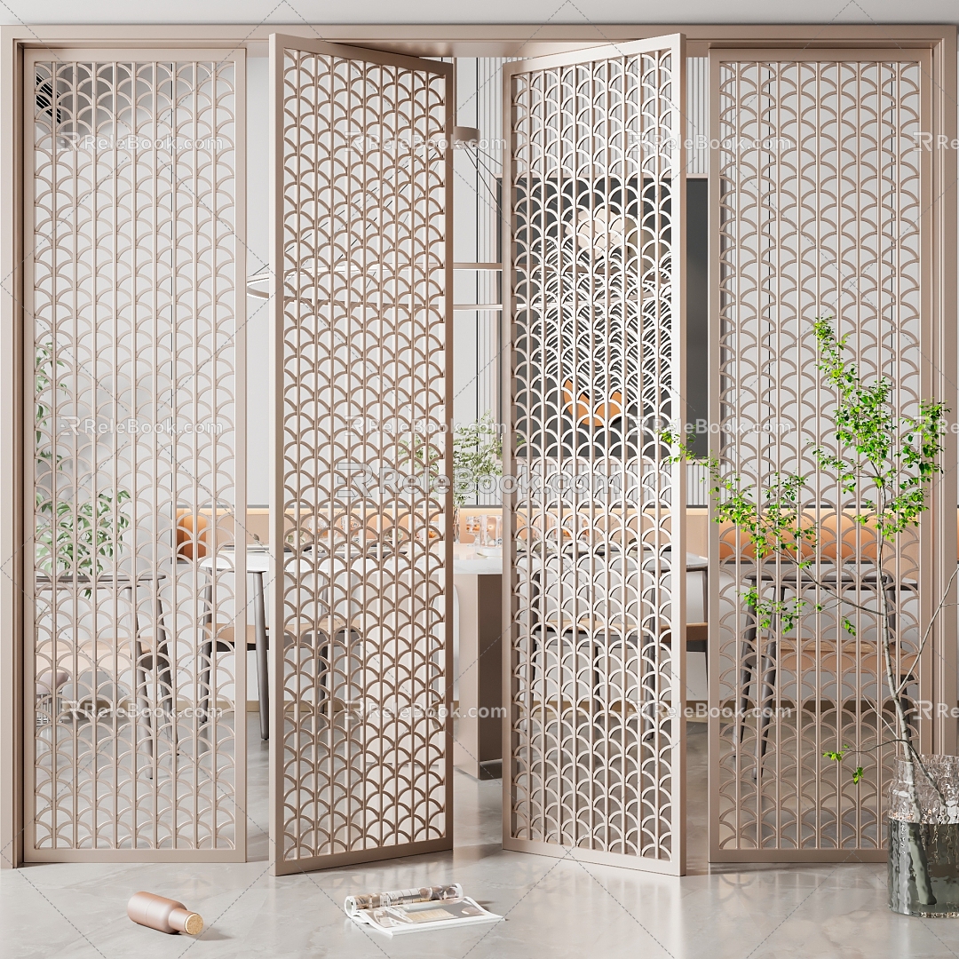 New Chinese-style partition metal partition 3d model