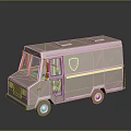 Brown Delivery Van Model With Shield Logo And Side Stripe Design 3d model